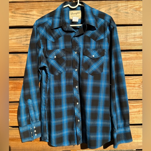 Wrangler Pearl snap Western style Plaid Long sleeve shirt - Picture 1 of 6